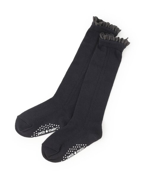 petit main（プティマイン）の「レースハイソックス（ソックス/靴下・キッズ・オフホワイト/チャコール/ライトベージュ・11-13cm/S(13-15cm)/M(16-18cm)/L(18-20cm)）」の2枚目の写真