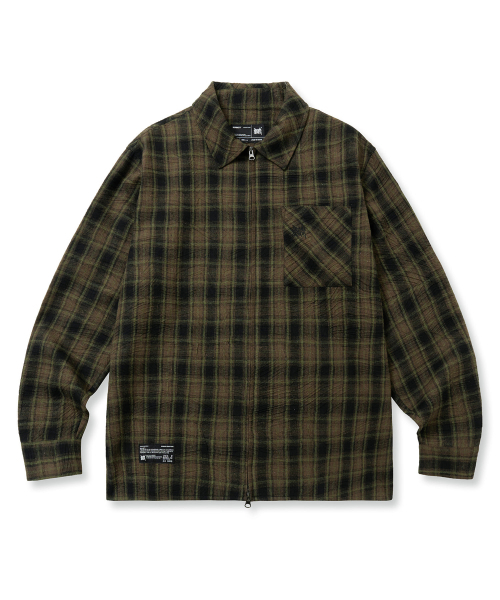 BROWNBREATH(ブラウンブレス)の「FLANNEL CHECK SHIRT ZIP UP - KHAKI(その他アウター・レディース・その他・XL/M/L)」の1枚目の写真