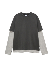MIM the wardrobe（ミームザワードローブ）の「ストライプレイヤードロングスリーブ_チャコール（Tシャツ/カットソー）」