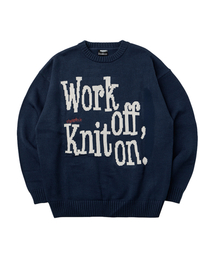 ワークオフ ラウンドオーバーサイズニット_ネイビー