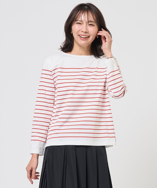 J.PRESS Ladies(J.プレス レディス)の「バスクボーダー カットソー(Tシャツ/カットソー・レディース・スカイブルー系1/ネイビー系1/ローズ系1・SMALL)」の1枚目の写真