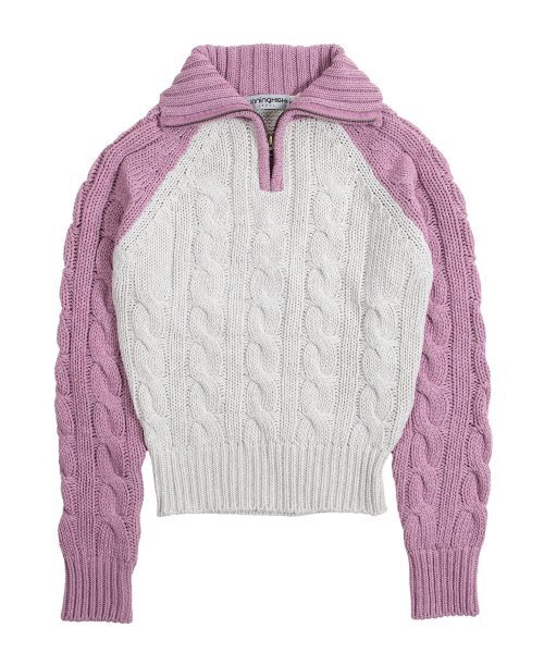 runningHIGH（ランニングハイ）の「カラー ブロック タートルネック ジップアップ ニット プルオーバー [ピンク]（ニット/セーター・レディース・その他・FREE）」の4枚目の写真