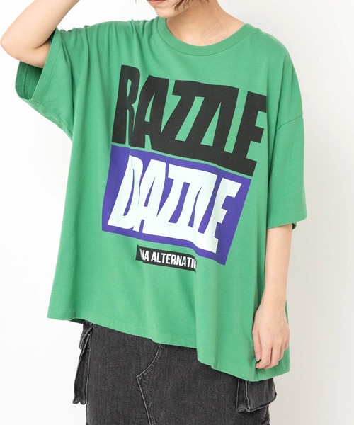 RNA(アールエヌエー)の「M2636 BIG BOXロゴBIG T(Tシャツ/カットソー・レディース・スミクロ/ピンク/ホワイト/グリーン・MEDIUM)」の3枚目の写真