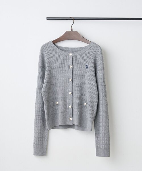 U.S. POLO ASSN.(ユーエスポロアッスン)の「【U.S. POLO ASSN. ×RMAF】ケーブルカーディガン(ニット/セーター・レディース・グレー/オフホワイト/ボルドー/イエロー/ネイビー・FREE)」の16枚目の写真