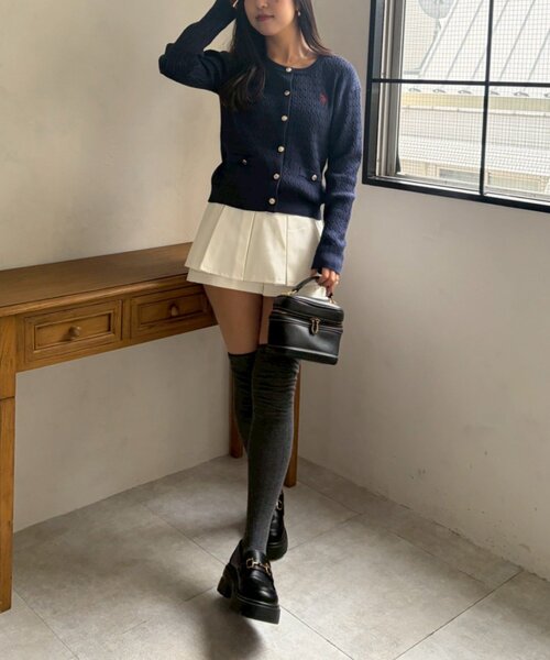 U.S. POLO ASSN.(ユーエスポロアッスン)の「【U.S. POLO ASSN. ×RMAF】ケーブルカーディガン(ニット/セーター・レディース・グレー/オフホワイト/ボルドー/イエロー/ネイビー・FREE)」の19枚目の写真