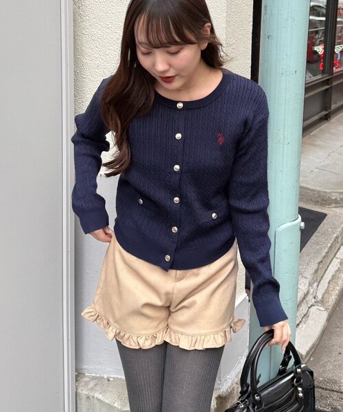 U.S. POLO ASSN.(ユーエスポロアッスン)の「【U.S. POLO ASSN. ×RMAF】ケーブルカーディガン(ニット/セーター・レディース・グレー/オフホワイト/ボルドー/イエロー/ネイビー・FREE)」の21枚目の写真