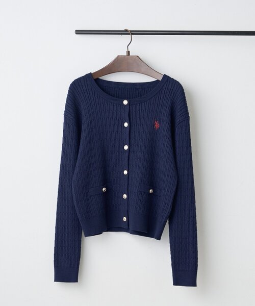 U.S. POLO ASSN.(ユーエスポロアッスン)の「【U.S. POLO ASSN. ×RMAF】ケーブルカーディガン(ニット/セーター・レディース・グレー/オフホワイト/ボルドー/イエロー/ネイビー・FREE)」の22枚目の写真