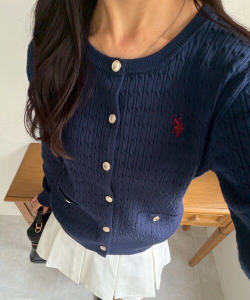 セール】【U.S. POLO ASSN. ×RMAF】ケーブルカーディガン（ニット