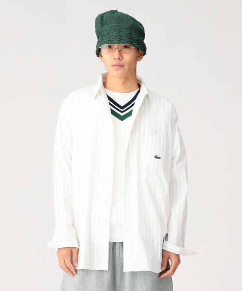 LACOSTE(ラコステ)の「【別注】LACOSTE / ストライプ シャツ(シャツ/ブラウス・メンズ・サックスブルー/グリーン・40/42/39/41)」の4枚目の写真