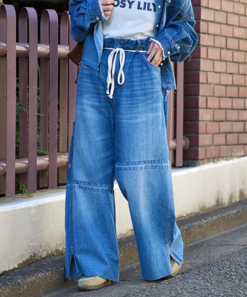etsinta（エシンタ）の「【etsinta/エシンタ】ライトオンスリメイクワイドパンツ（デニムパンツ・レディース・インディゴブルー・ONE SIZE）」の3枚目の写真