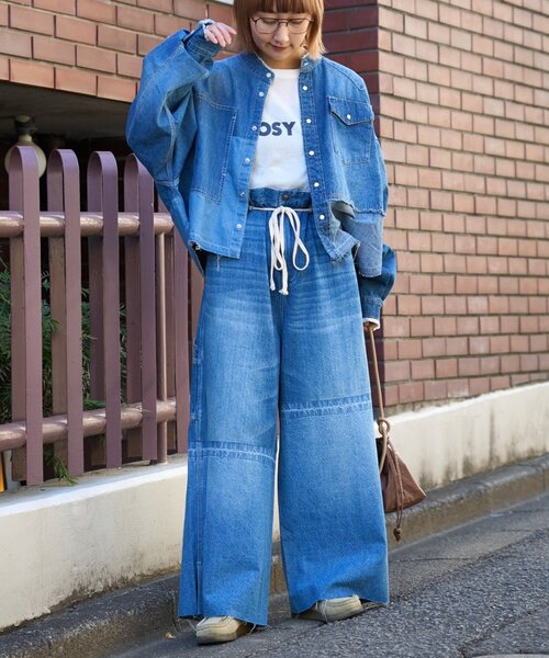 etsinta（エシンタ）の「【etsinta/エシンタ】ライトオンスリメイクワイドパンツ（デニムパンツ・レディース・インディゴブルー・ONE SIZE）」の8枚目の写真