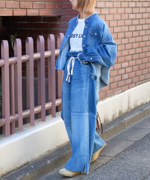 etsinta（エシンタ）の「【etsinta/エシンタ】ライトオンスリメイクワイドパンツ（デニムパンツ・レディース・インディゴブルー・ONE SIZE）」の9枚目の写真