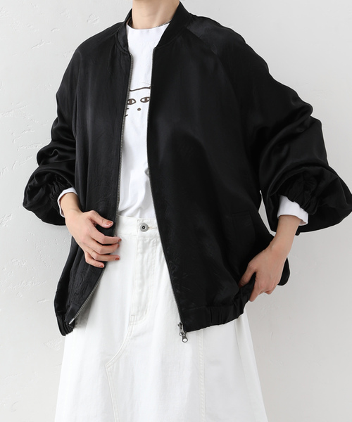 JOURNAL STANDARD LUXE（ジャーナルスタンダード　ラックス）の「アセテートヴィンテージMA1ブルゾン（その他アウター・レディース・ブラック/カーキ・FREE）」の4枚目の写真