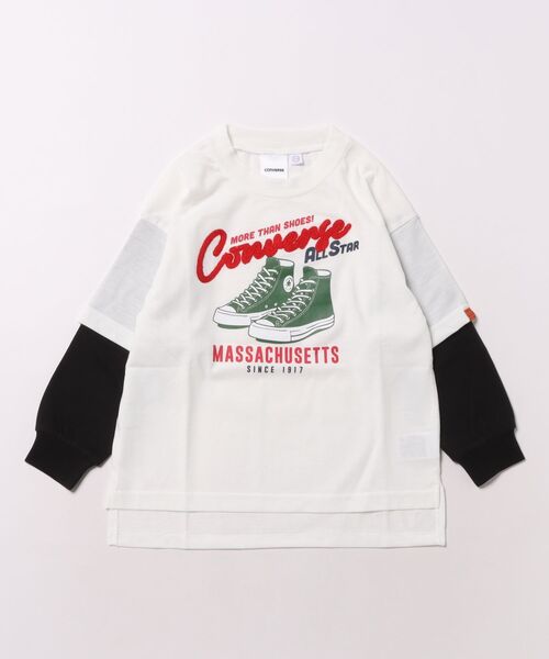 CONVERSE(コンバース)の「CONVERSE/コンバース チェーン刺繍レイヤードTシャツ(Tシャツ/カットソー・キッズ・ブルー系その他/ブラック/オフホワイト・110cm/120cm/130cm)」の5枚目の写真