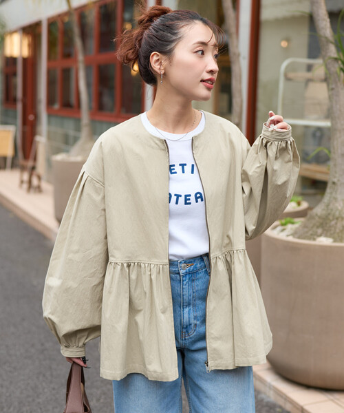 FREAK'S STORE(フリークスストア)の「限定展開 ティアード 切り替え フレア ジャケット(その他アウター・レディース・オリーブ/ブラック/モカ/ライトグレー/ブルー・フリ-)」の9枚目の写真