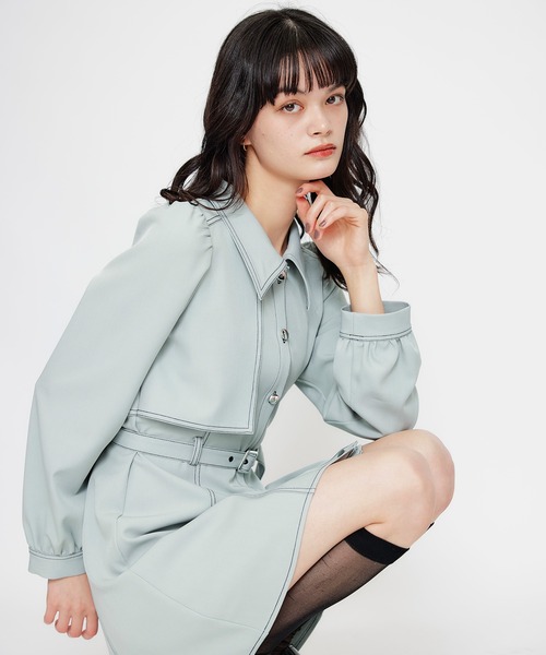 REDYAZEL（レディアゼル）の「バイカラーステッチフレアミニシャツワンピース（ワンピース・レディース・ミント/ライトグレー/ネイビー・MEDIUM/SMALL）」の21枚目の写真