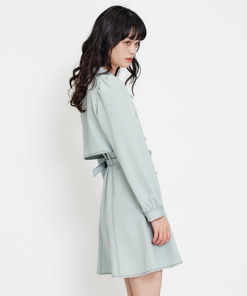 REDYAZEL（レディアゼル）の「バイカラーステッチフレアミニシャツワンピース（ワンピース・レディース・ミント/ライトグレー/ネイビー・MEDIUM/SMALL）」の14枚目の写真