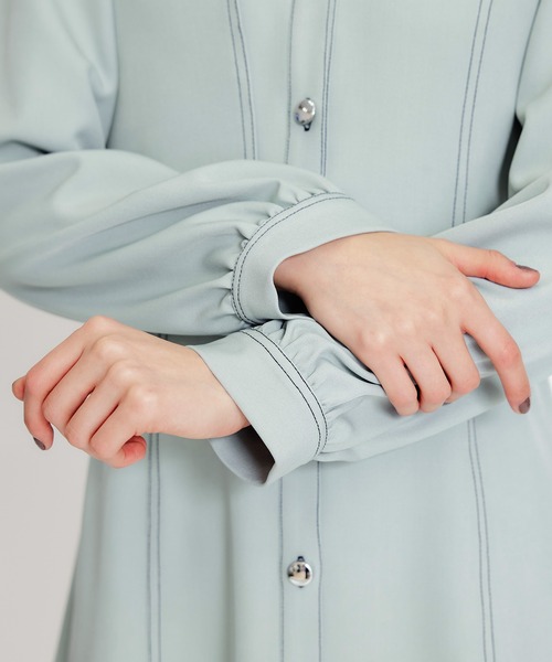 REDYAZEL（レディアゼル）の「バイカラーステッチフレアミニシャツワンピース（ワンピース・レディース・ミント/ライトグレー/ネイビー・MEDIUM/SMALL）」の18枚目の写真