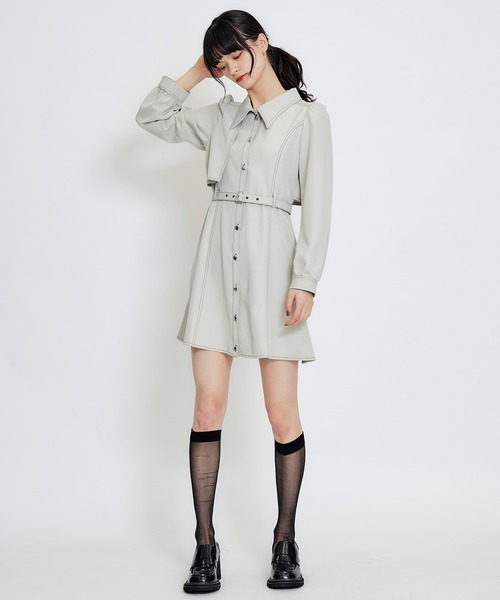 REDYAZEL（レディアゼル）の「バイカラーステッチフレアミニシャツワンピース（ワンピース・レディース・ミント/ライトグレー/ネイビー・MEDIUM/SMALL）」の11枚目の写真