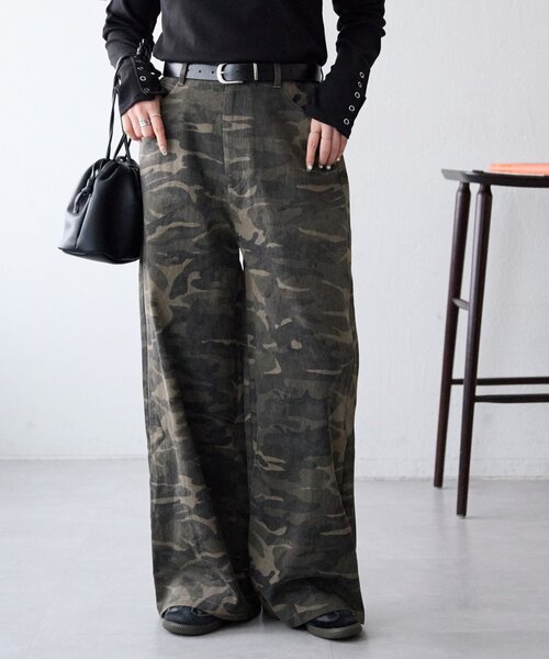 DISCOAT（ディスコート）の「【Enlude】アソート総柄ワイドレッグパンツ《ユニセックス》（デニムパンツ・レディース・カーキ/ブラウン・MEDIUM/LARGE）」の12枚目の写真