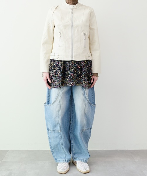 DOLLUPOOPS（ドールアップウップス）の「Front Pocket Belt Curve Pants(フロントポケットベルトカーブパンツ)（デニムパンツ・レディース・ブルー・FREE）」の11枚目の写真