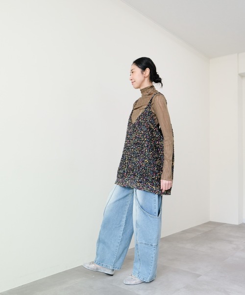 DOLLUPOOPS（ドールアップウップス）の「Front Pocket Belt Curve Pants(フロントポケットベルトカーブパンツ)（デニムパンツ・レディース・ブルー・FREE）」の4枚目の写真