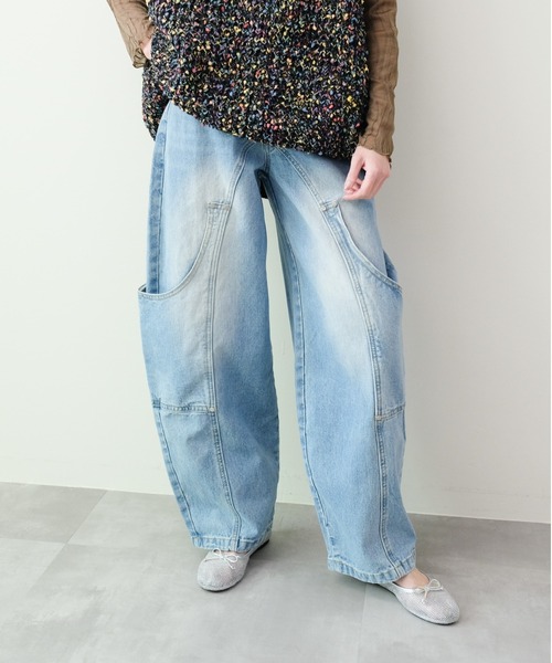 DOLLUPOOPS（ドールアップウップス）の「Front Pocket Belt Curve Pants(フロントポケットベルトカーブパンツ)（デニムパンツ・レディース・ブルー・FREE）」の5枚目の写真