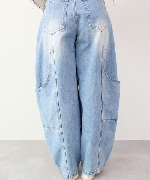 DOLLUPOOPS（ドールアップウップス）の「Front Pocket Belt Curve Pants(フロントポケットベルトカーブパンツ)（デニムパンツ・レディース・ブルー・FREE）」の10枚目の写真