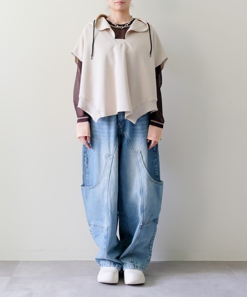 DOLLUPOOPS（ドールアップウップス）の「Front Pocket Belt Curve Denim Pants(フロントポケットベルトカーブデニムパンツ)（デニムパンツ・レディース・ブルー・FREE）」の13枚目の写真