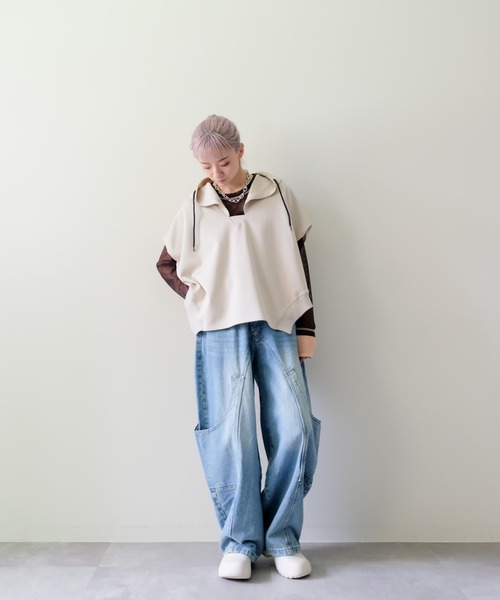 DOLLUPOOPS（ドールアップウップス）の「Front Pocket Belt Curve Denim Pants(フロントポケットベルトカーブデニムパンツ)（デニムパンツ・レディース・ブルー・FREE）」の11枚目の写真