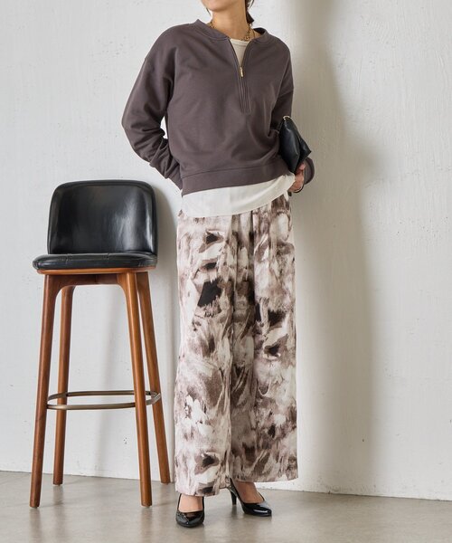 Jena espace merveilleux(ジェナ エスパスメルヴェイユ)の「【柄で華やぐ】ぼかし花柄ツイルパンツ(その他パンツ・レディース・グリーン/チャコールグレー・FREE)」の16枚目の写真