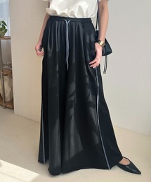 サイドライン 配色パイピングフレアパンツ スカーチョ