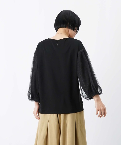 LUCA/LADY LUCK LUCA（ルカ/レディラックルカ）の「LC/LLL ポンチ袖チュール切替7分袖プルオーバー（Tシャツ/カットソー・レディース・オフホワイト/ブラック・FREE）」の13枚目の写真