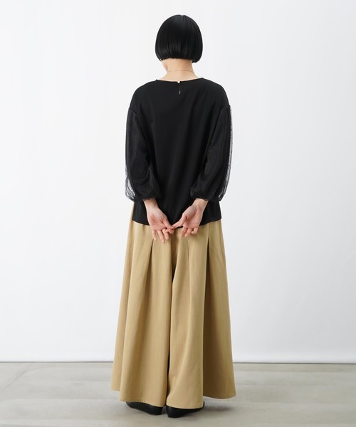 LUCA/LADY LUCK LUCA（ルカ/レディラックルカ）の「LC/LLL ポンチ袖チュール切替7分袖プルオーバー（Tシャツ/カットソー・レディース・オフホワイト/ブラック・FREE）」の14枚目の写真