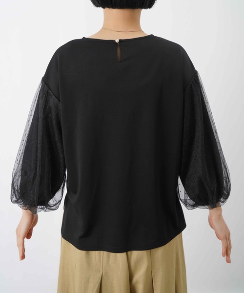 LUCA/LADY LUCK LUCA（ルカ/レディラックルカ）の「LC/LLL ポンチ袖チュール切替7分袖プルオーバー（Tシャツ/カットソー・レディース・オフホワイト/ブラック・FREE）」の17枚目の写真