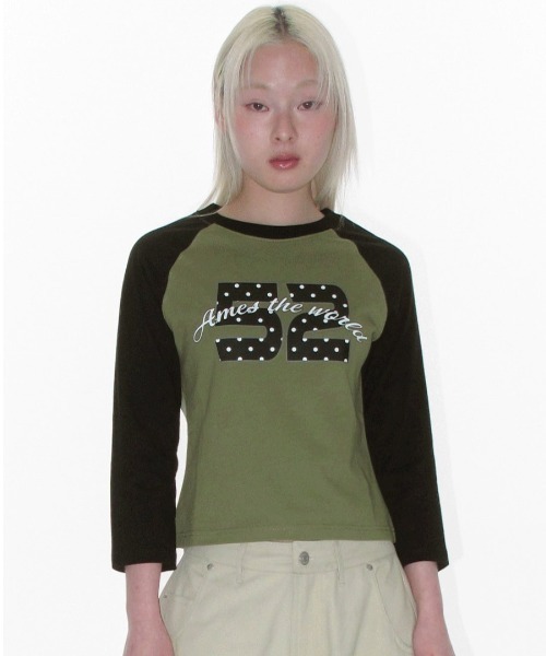 AMESWORLDWIDE(アメスワールドワイド)の「A'GEM/9 × .kom 『AMESWORLDWIDE/アメスワールドワイド』 DOT 52 3/4 SLEEVE RAGLAN LS TEE/3/4スリーブドット52ラグラン ロングスリーブ(Tシャツ/カットソー・レディース・レッド/ネイビー/ブラック・FREE)」の11枚目の写真