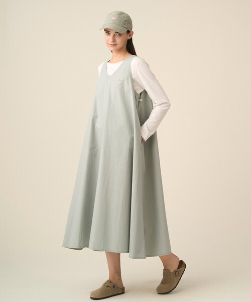 ダントンワンピース Women's High Count Cotton V Neck Dress（ワンピース）｜DANTON