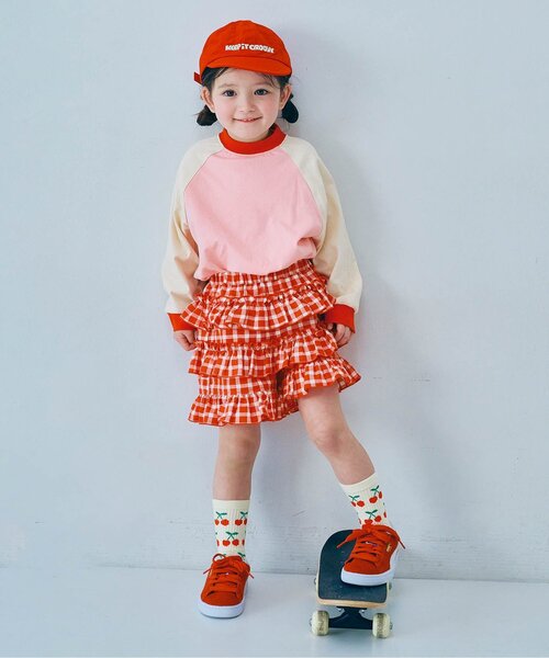 p.premier（ピードットプルミエ）の「バラエティ長袖Tシャツ（Tシャツ/カットソー・キッズ・ブラウン/レッド/チャコール/ターコイズブルー/ベビーピンク/エメラルド・80/90/100/110/120/130/140）」の7枚目の写真