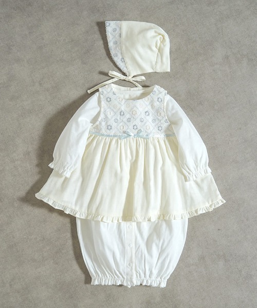 10mois(ディモワ)の「【10mois(ディモワ)】fleurエプロンセレモニードレスセット 50-70cm(その他ベビーウェア・キッズ・ホワイト/ピンク・50-70cm)」の2枚目の写真