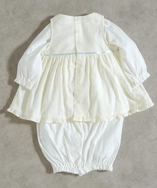 10mois(ディモワ)の「【10mois(ディモワ)】fleurエプロンセレモニードレスセット 50-70cm(その他ベビーウェア・キッズ・ホワイト/ピンク・50-70cm)」の4枚目の写真