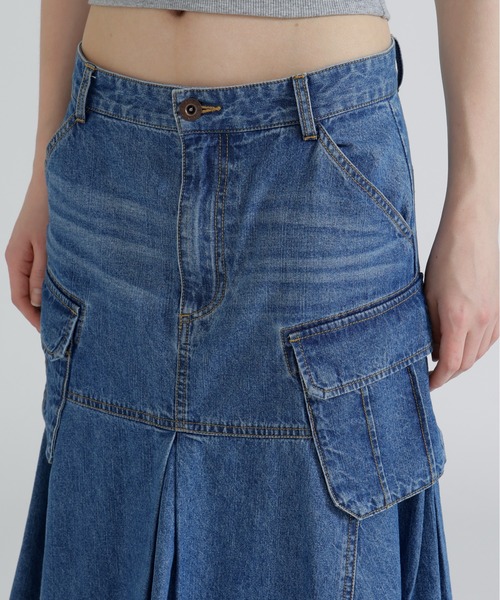 AVIREX（アヴィレックス）の「DENIM MERMAID CARGO SKIRT（デニムスカート・レディース・ブラック/ブラウン/ブルー系・S/M）」の7枚目の写真