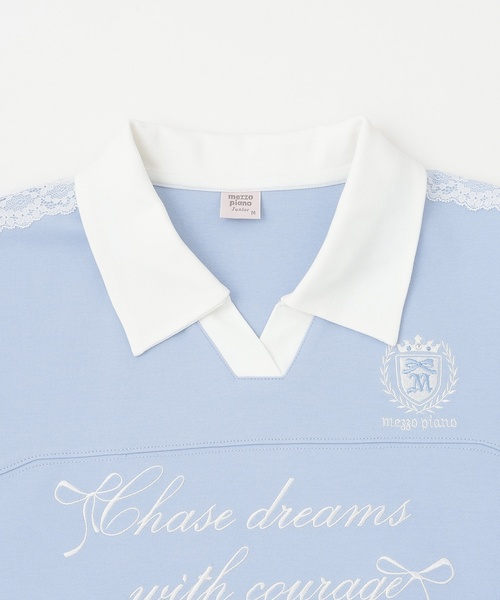 mezzo piano Junior(メゾピアノジュニア)の「袖レースユニホーム長袖Tシャツ(Tシャツ/カットソー・キッズ・サックスブルー/ネイビー・S:140cm/M:150cm/L:160cm)」の13枚目の写真
