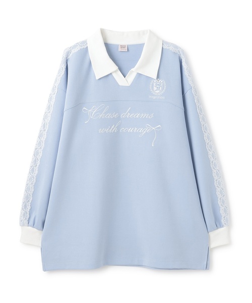 mezzo piano Junior(メゾピアノジュニア)の「袖レースユニホーム長袖Tシャツ(Tシャツ/カットソー・キッズ・サックスブルー/ネイビー・S:140cm/M:150cm/L:160cm)」の7枚目の写真