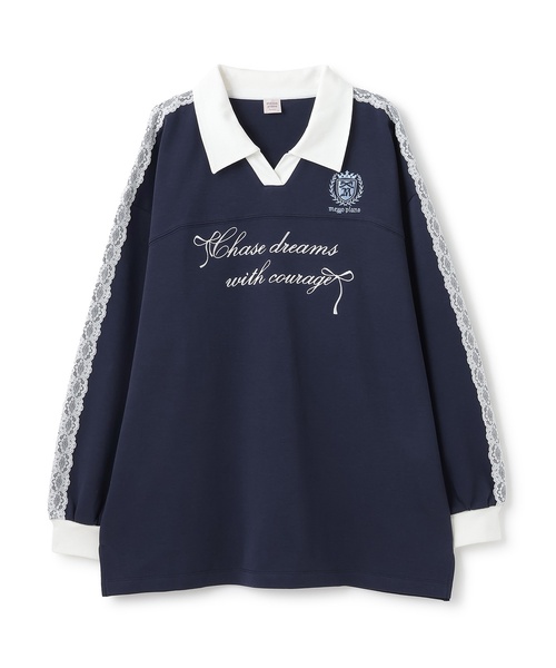 mezzo piano Junior(メゾピアノジュニア)の「袖レースユニホーム長袖Tシャツ(Tシャツ/カットソー・キッズ・サックスブルー/ネイビー・S:140cm/M:150cm/L:160cm)」の8枚目の写真