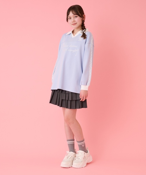 mezzo piano Junior(メゾピアノジュニア)の「袖レースユニホーム長袖Tシャツ(Tシャツ/カットソー・キッズ・サックスブルー/ネイビー・S:140cm/M:150cm/L:160cm)」の10枚目の写真