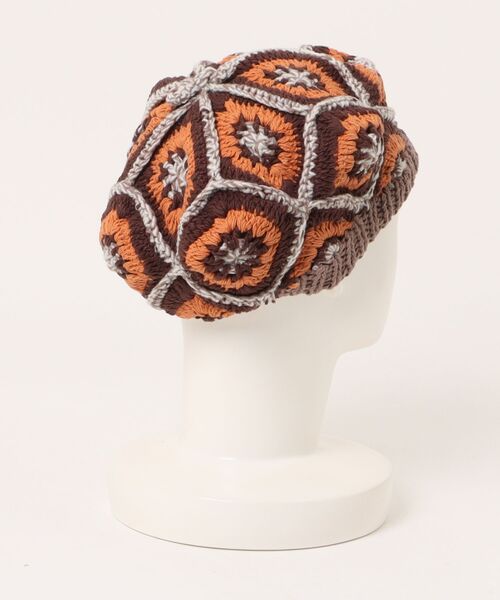 チャイハネ（チャイハネ）の「【チャイハネ】グリラバ手編みベレー帽（ハンチング/ベレー帽・レディース・モカ/ブルー・FREE）」の4枚目の写真