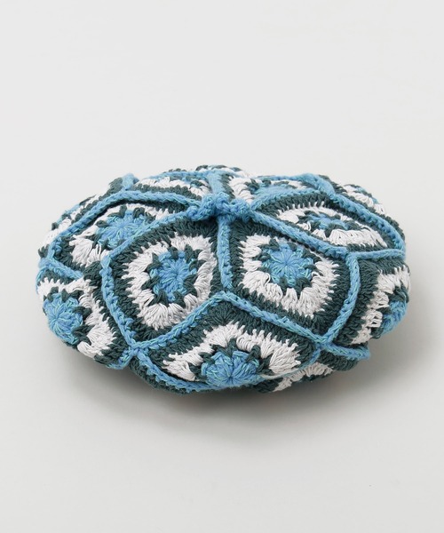 チャイハネ（チャイハネ）の「【チャイハネ】グリラバ手編みベレー帽（ハンチング/ベレー帽・レディース・モカ/ブルー・FREE）」の2枚目の写真