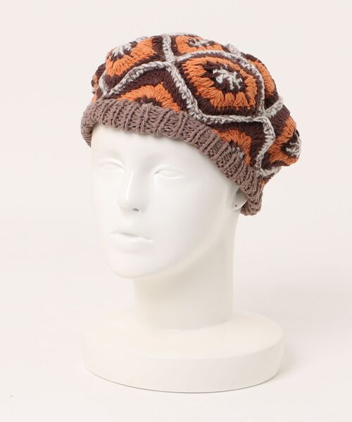 チャイハネ（チャイハネ）の「【チャイハネ】グリラバ手編みベレー帽（ハンチング/ベレー帽・レディース・モカ/ブルー・FREE）」の3枚目の写真