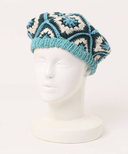 チャイハネ（チャイハネ）の「【チャイハネ】グリラバ手編みベレー帽（ハンチング/ベレー帽・レディース・モカ/ブルー・FREE）」の6枚目の写真