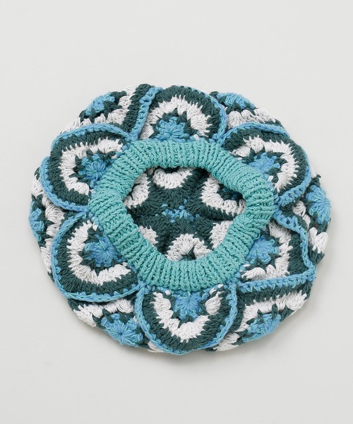 チャイハネ（チャイハネ）の「【チャイハネ】グリラバ手編みベレー帽（ハンチング/ベレー帽・レディース・モカ/ブルー・FREE）」の7枚目の写真